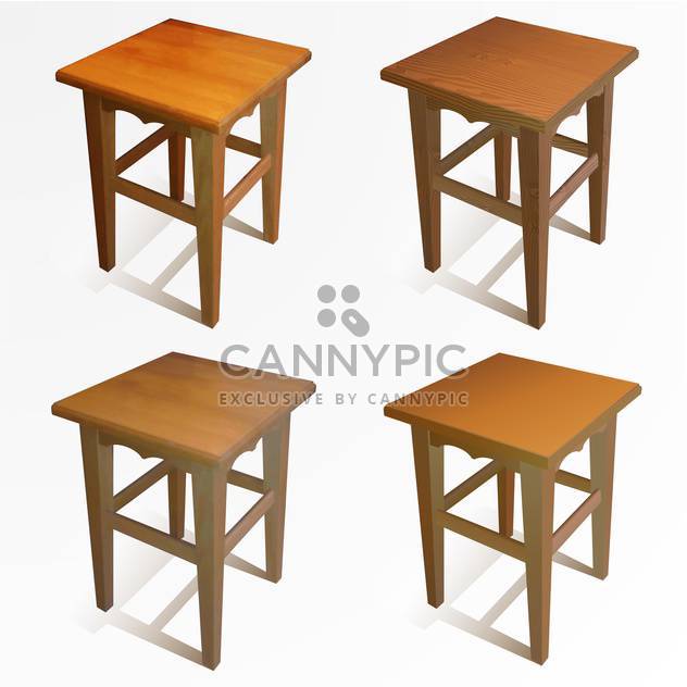 Vector set of wooden brown chairs on white background - Free vector #126366