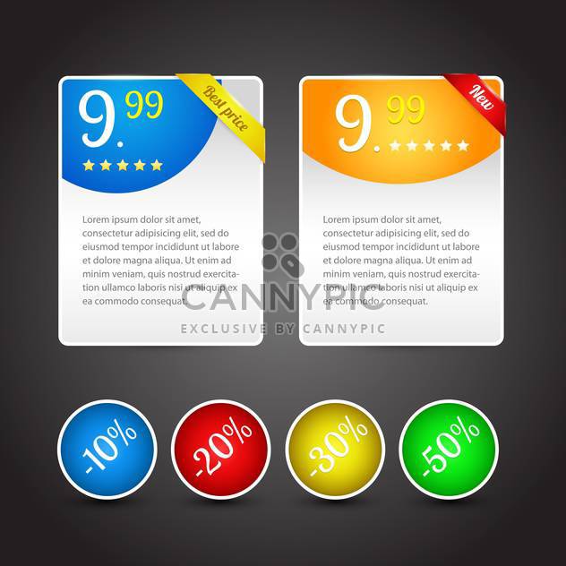 vector set of colorful banners for sale on grey background - Free vector #126416