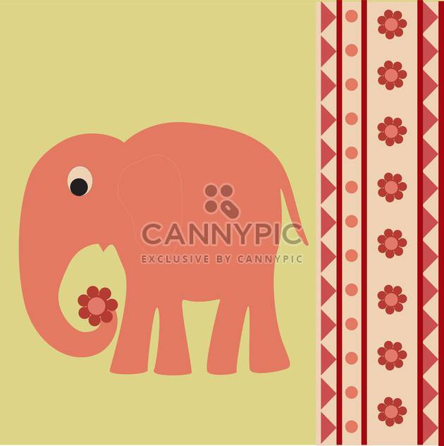 colorful vector background with pink elephant and flowers - Kostenloses vector #126496