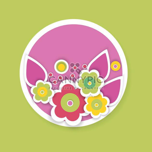 Vector illustration of floral background with beautiful colorful flowers in circle on green background - Free vector #126596