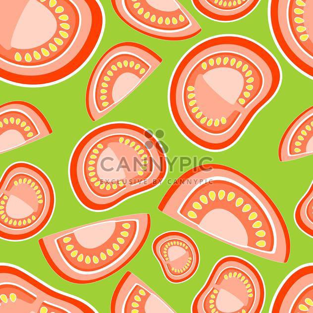 Vector illustration of green background with red tomatoes - vector gratuit #126606 