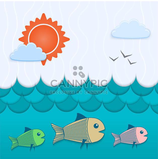 vector illustration of blue underwater background with fish - Kostenloses vector #126686