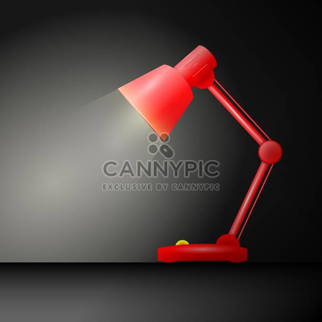 vector illustration of red table lamp on dark background - vector #126696 gratis