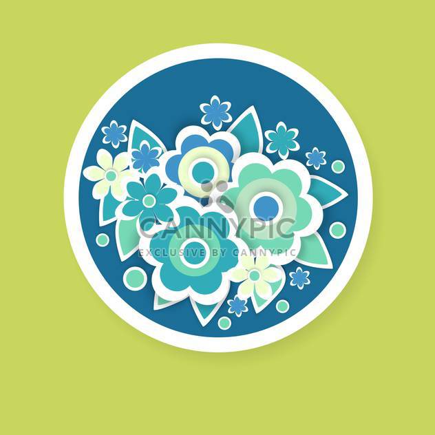 Vector floral background with beautiful flowers in blue circle - vector gratuit #126946 