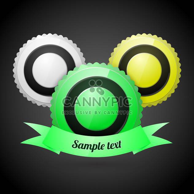 Three vector round labels on black background - Kostenloses vector #127386
