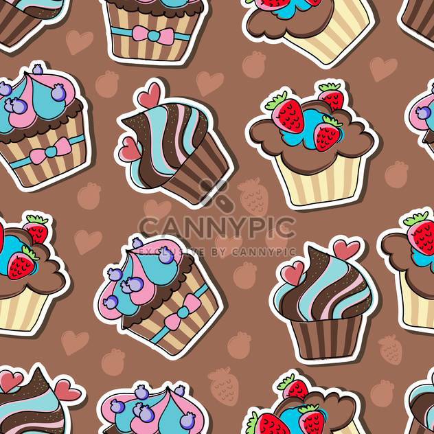 Vector background with delicious colorful cupcakes - Free vector #127416