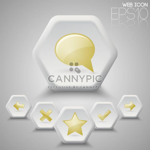 Vector set of hexagon icons on grey background - Free vector #127466
