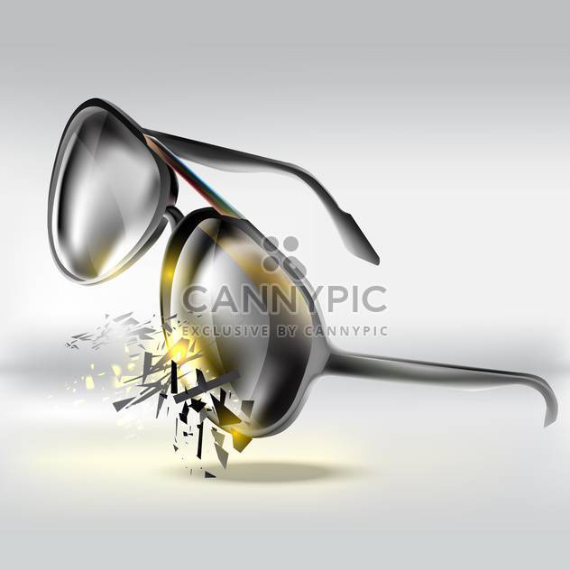 Vector illustration of broken glasses on grey background - Free vector #127606