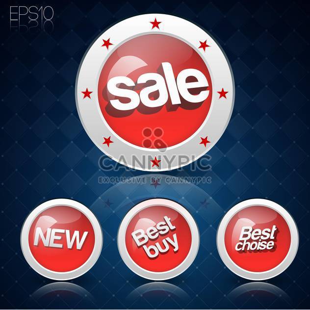 Vector set of round shaped buttons for sale on blue background - Kostenloses vector #127646