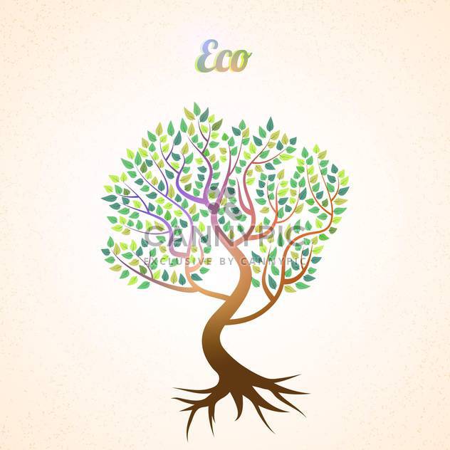 Vector abstract tree with green leaves on pink background - Free vector #127946