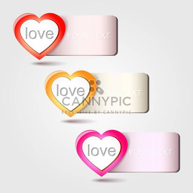 Vector heart love banners, on white background - vector gratuit #128236 