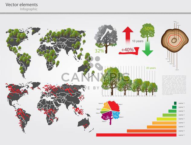 Eco infographic vector with map of world - Free vector #128306