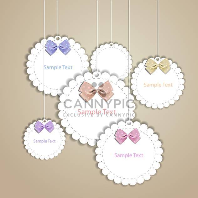 Set of vintage vector frames with lace and bow - vector #128536 gratis