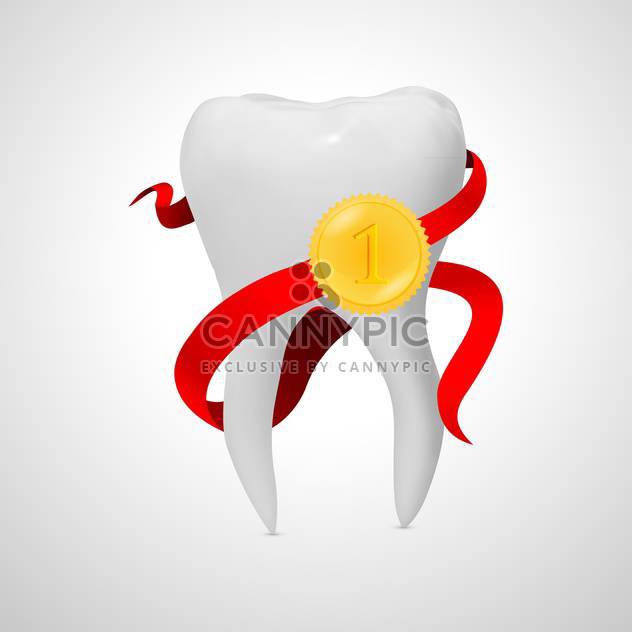 Vector Illustration of tooth with red ribbon Isolated on white background - Kostenloses vector #128906