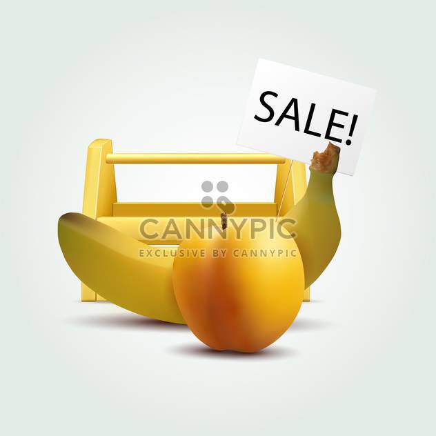 Vector illustration of banana and peach for sale - бесплатный vector #129346