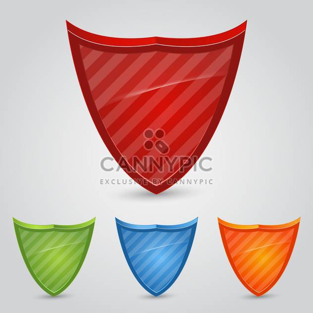 Vector set of colorful shields on gray background - vector #129356 gratis