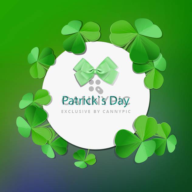 Vector green St Patricks day greeting card with frame and clover leaves - vector #129386 gratis