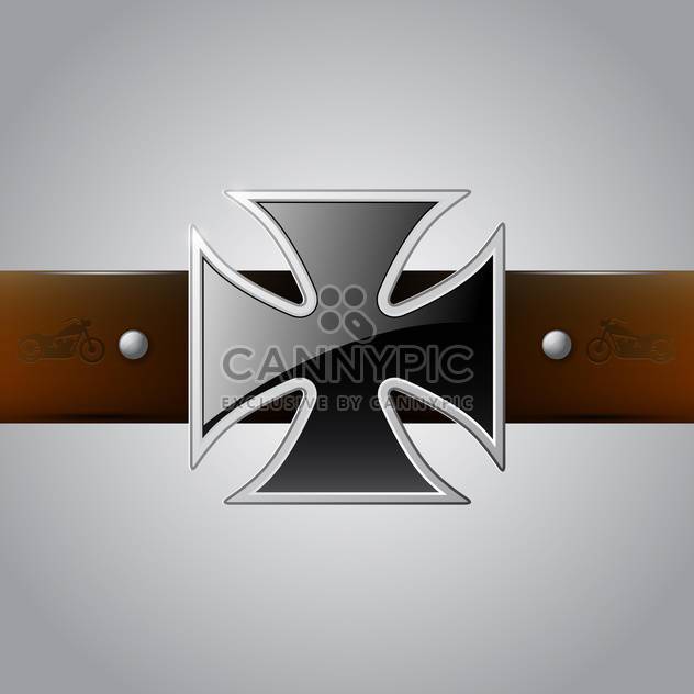 Vector black German Cross belt buckle on gray background - vector gratuit #129406 
