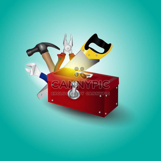 Vector illustration toolbox with tools on green background - vector gratuit #129486 