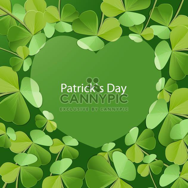 Vector St Patricks Day greeting card with heart and clover leaves - Free vector #129526