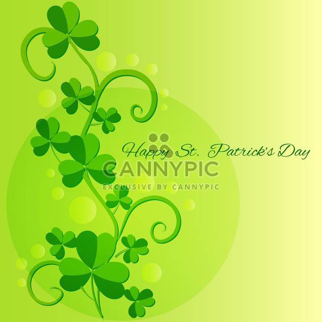 Vector green St Patricks Day greeting card with clover leaves - бесплатный vector #129536