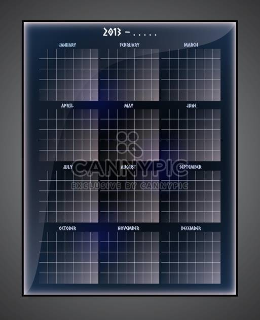 Vector illustration of black calendar template on black background - бесплатный vector #129586