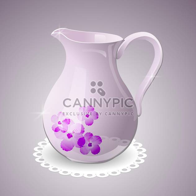 Vector illustration of pitcher decorated with flowers - vector gratuit #129646 