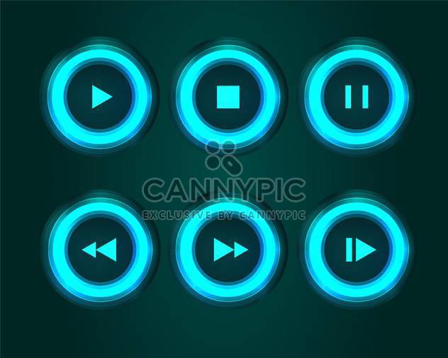 Vector set of media buttons on black background - Free vector #129686