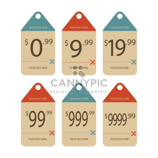 Vector set of vintage price labels isolated on white background - vector #129736 gratis