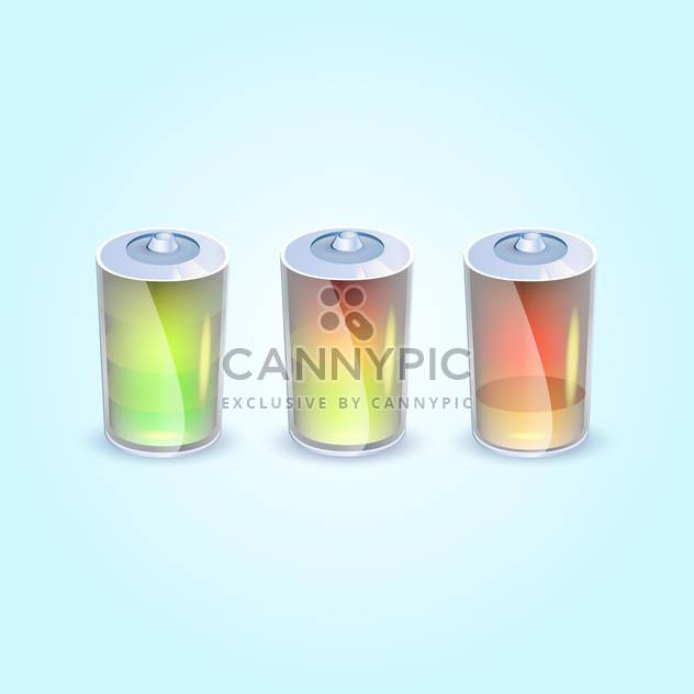 Vector illustration of three batteries icons on blue background - Free vector #129746