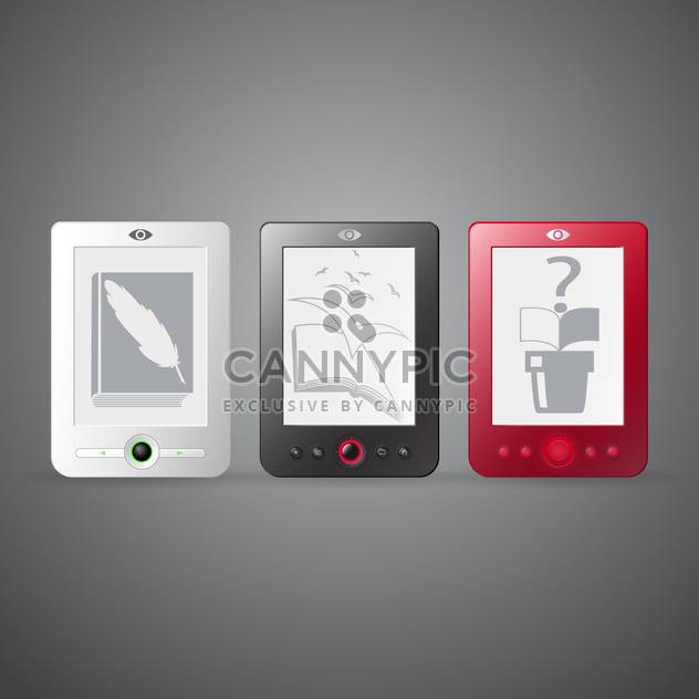 Vector set of three e-readers on gray background - Free vector #129776
