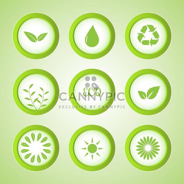Vector set of green eco buttons - vector gratuit #129926 