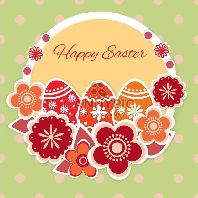 Easter greeting card with decorative eggs and flowers - vector gratuit #130046 