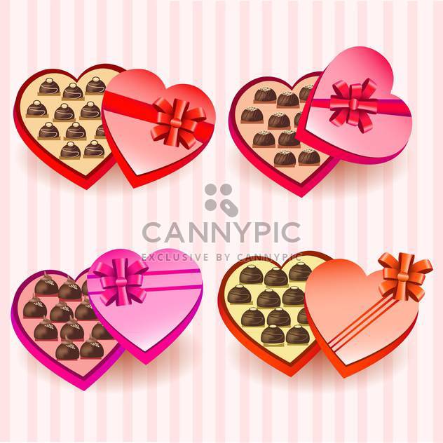 Set with heart valentine chocolate boxes - бесплатный vector #130396