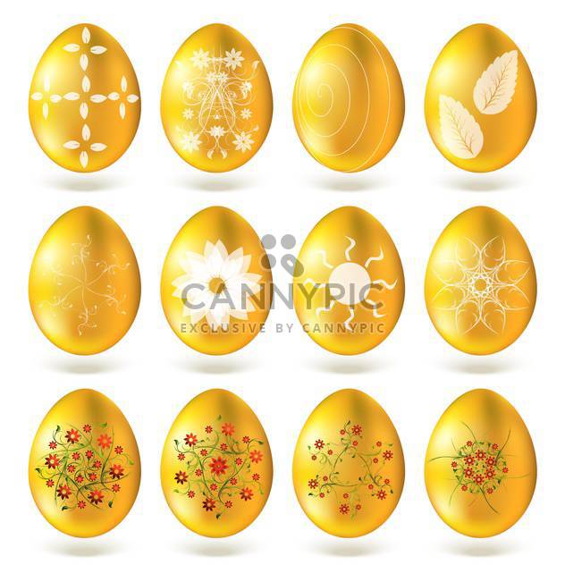 Golden eggs isolated on white background. - Free vector #130416