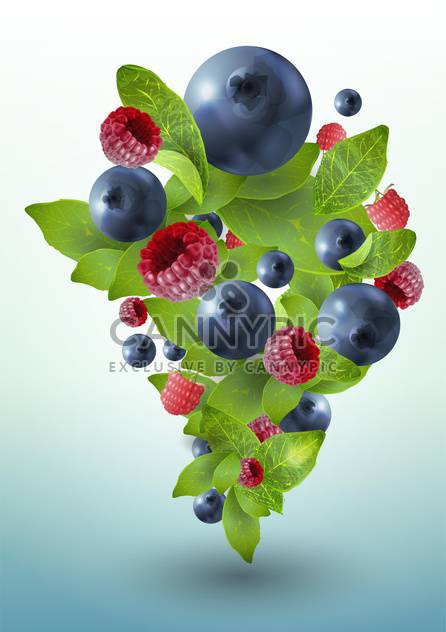 summer ripe berries with mint leaves - бесплатный vector #130496