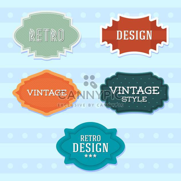 Vector vintage retro colorful labels on blue background - Free vector #130536