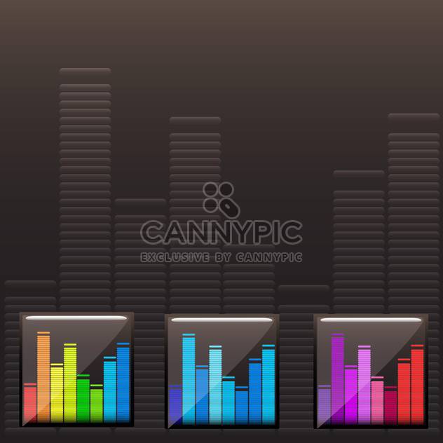 Vector colorful music spectrum set on black background - бесплатный vector #130636