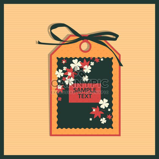 Paper floral tag on beige background - Free vector #130726