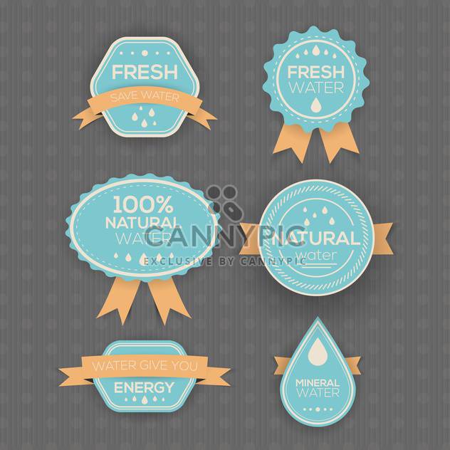 drinking and mineral water labels on grey background - vector gratuit #130756 