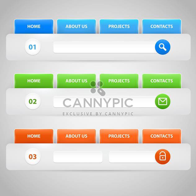 Web site design template navigation elements with icons set - бесплатный vector #131056