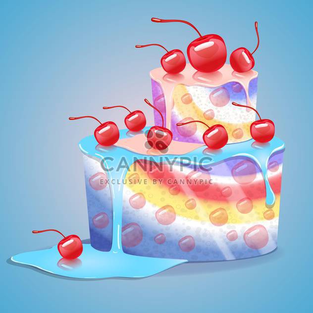 Yummy cherry cake vector illustration - Free vector #131066