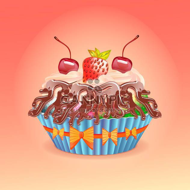 Vector illustration of cake with cherry and strawberry - vector #131096 gratis