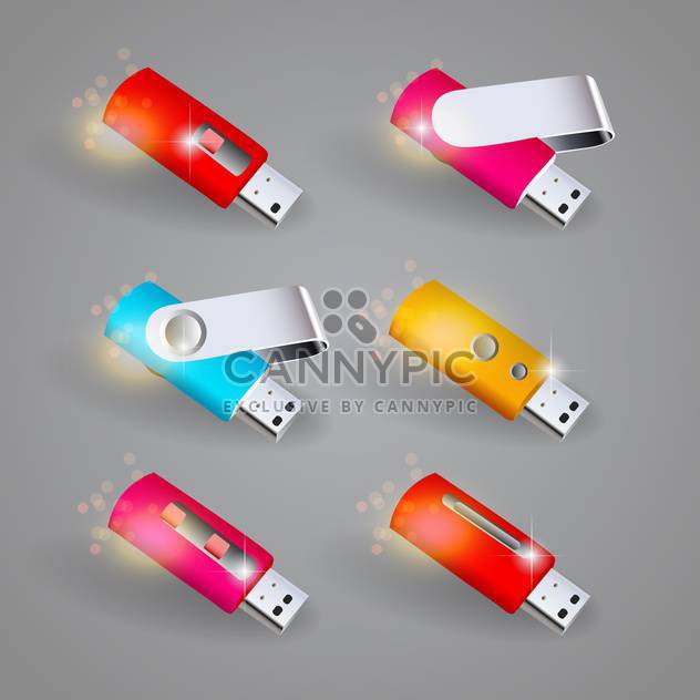 Vector set of color USB flash drives - vector gratuit #131126 