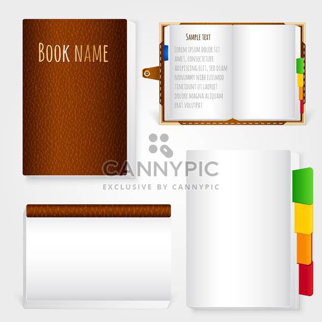 Set of brown leather notebook on white background - vector gratuit #131186 