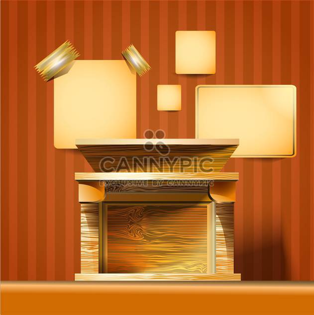 Retro style fireplace in the room vector illustration - Kostenloses vector #131236