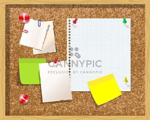 Corkboard with paper notes and memo stickers vector Illustration - vector gratuit #131286 