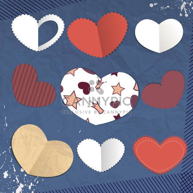 Vector paper hearts cards with space for text - vector gratuit #131466 