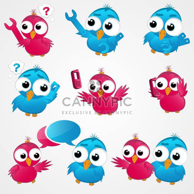 Pink and blue funny birds ,vector illustration - Kostenloses vector #132176