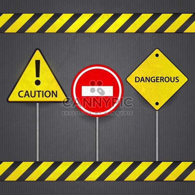 Vector road signs: stop ,caution, dangerous - vector gratuit #132346 